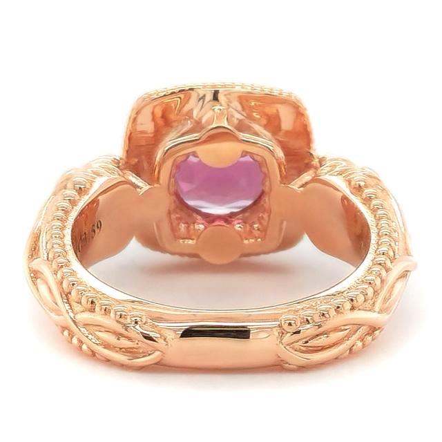 Natural Rhodolite Garnet 3.59 carats set in 18K Rose Gold Ring with 0.30 carats Diamonds 