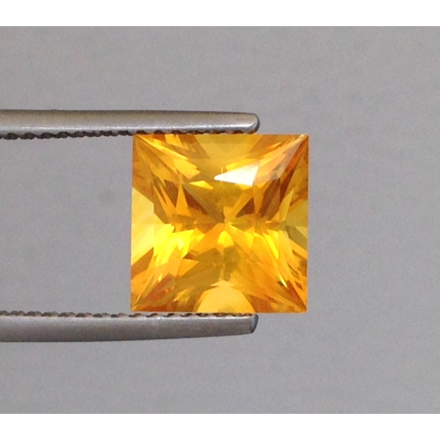Natural Heated Yellow Sapphire yellow color princess cut shape 3.76 carats with GIA Report / video