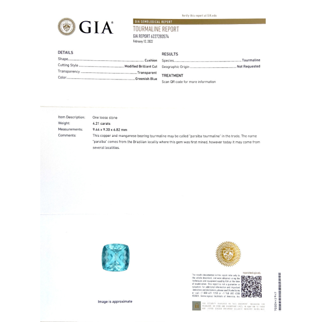 Natural Mozambique Paraiba Tourmaline 4.21 carats set in Platinum Ring with 1.01 carats Diamonds / GIA Report