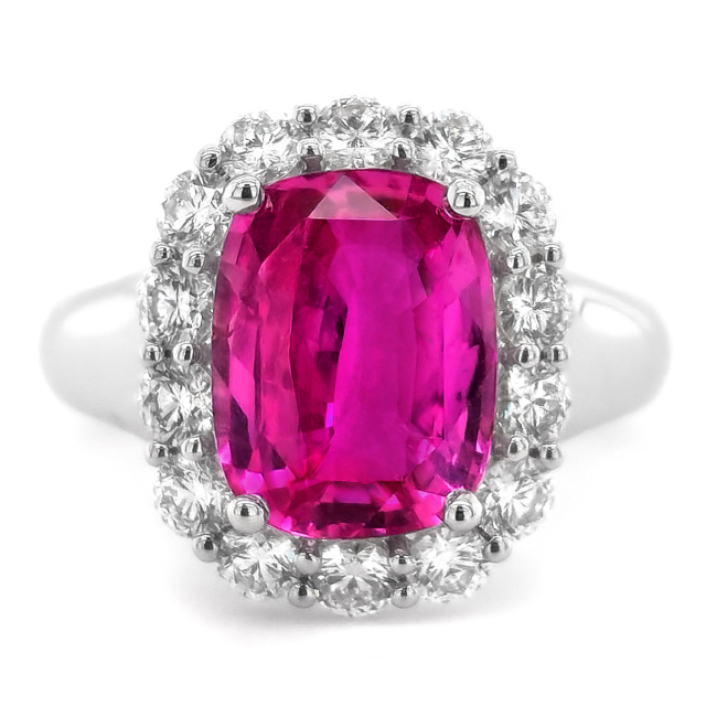 Natural Madagascar Pink Sapphire 4.54 carats set in 18K White Gold Ring with 0.95 carats Diamonds / GIA Report