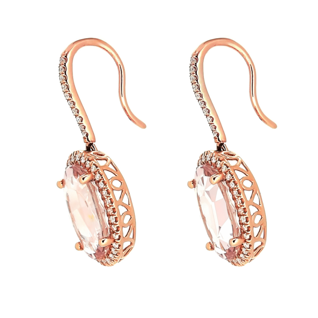 Natural Morganites 6.21 carats set in 14K Rose Gold Earrings with 0.31 carats Diamonds 