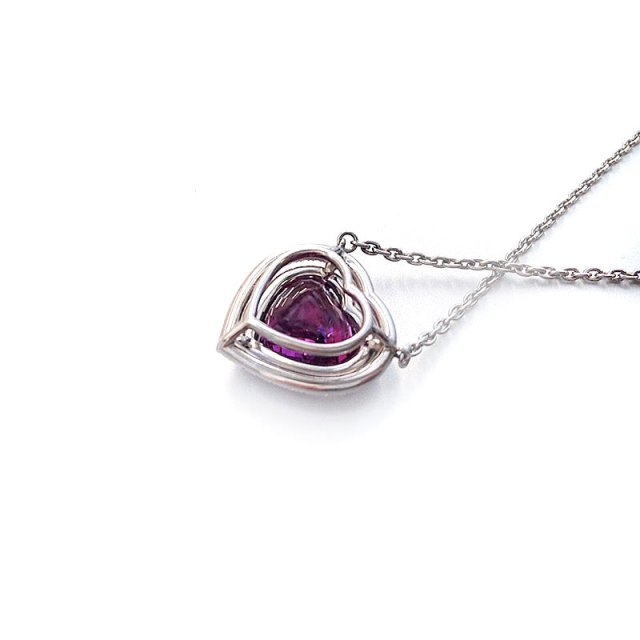 Natural Red-Purple Sapphire 6.59 carats set in Platinum Pendant with 0.62 carats Diamonds / GIA Report 