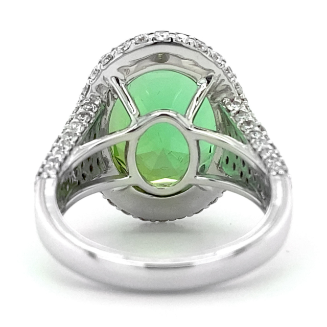 Exceptional Quality Afghan Tourmaline 12.74 carats set in 18K White Gold Ring with 1.67 carats Diamonds 
