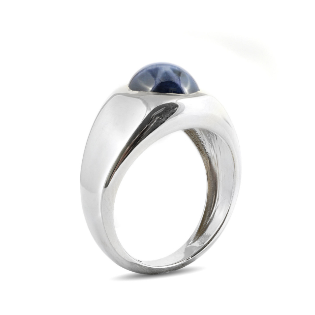 Natural Burma Blue Star Sapphire 11.71 carats set in 14K White Gold Men's Ring