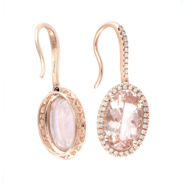 Natural Morganites 6.21 carats set in 14K Rose Gold Earrings with 0.31 carats Diamonds 