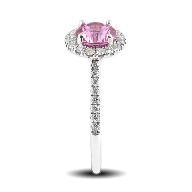 Natural Pink Sapphire 1.35 carats set in 14K White Gold Ring with 0.29 carats Diamonds