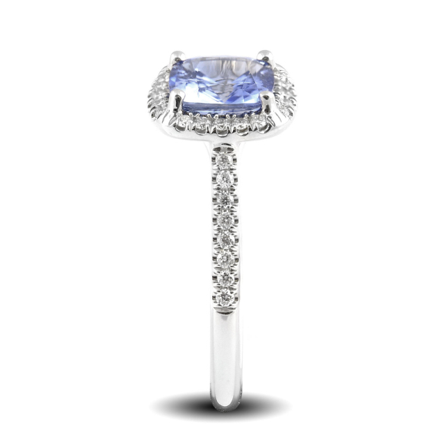 Natural Blue Sapphire 1.70 carats set in 14K White Gold Ring with 0.22 carats Diamonds 