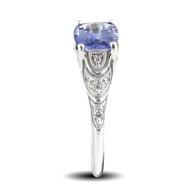 Natural Blue Sapphire 1.70 carats set in 14K White Gold Ring with 0.10 carats Diamonds 