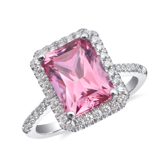 Natural Pink Spinel 3.64 carats set in 14K White Gold Ring with 0.35 carats Diamonds 