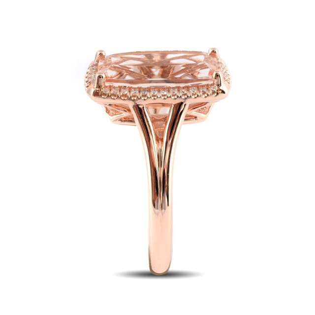 Natural Morganite 3.15 carats set in 14K Rose Gold Ring with 0.12 carats Diamonds 