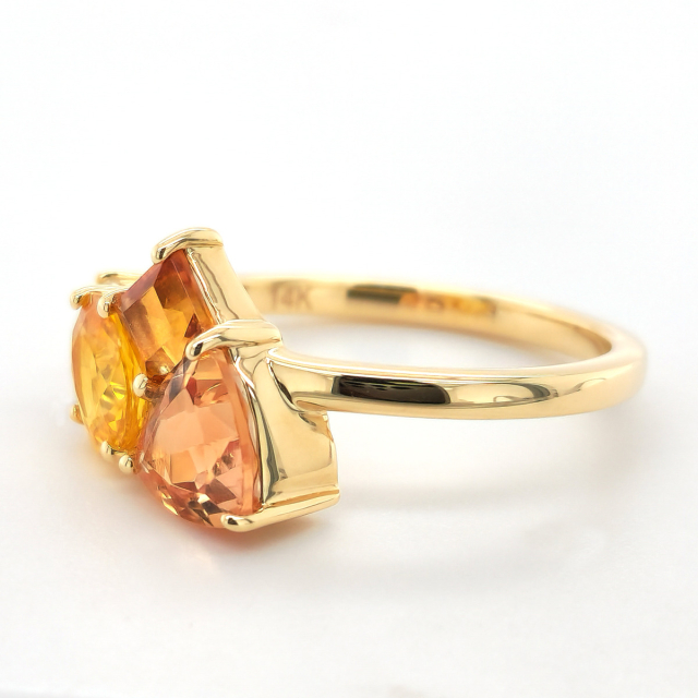 Natural Imperial Topaz, Yellow Sapphire, Citrine, and Diamond 2.19 carats total weight set in 14K Yellow Gold Ring