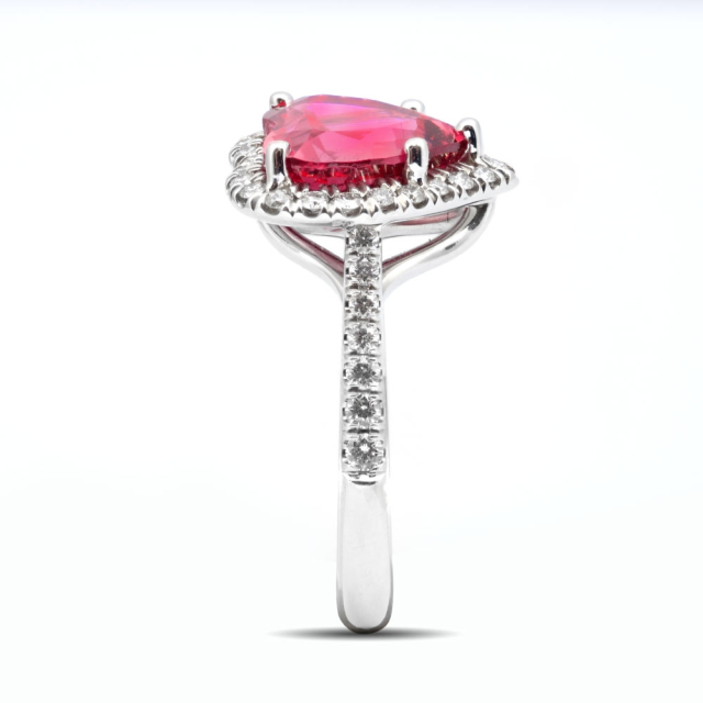 Natural Mahenge Pink Spinel 3.90 carats set in Platinum Ring with 0.40 carats  Diamonds / GRS Report