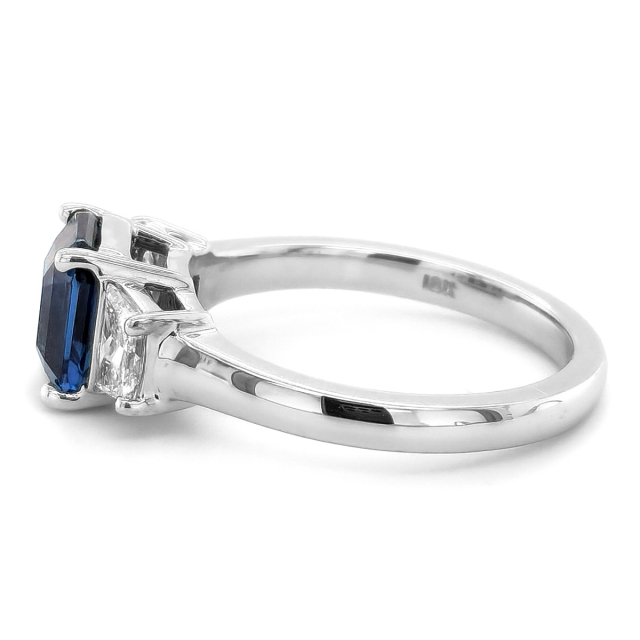 Natural Tanzanian Cobalt Spinel 2.18 carats set in 18K White Gold Ring with 0.49 carats Diamonds / GRS Report