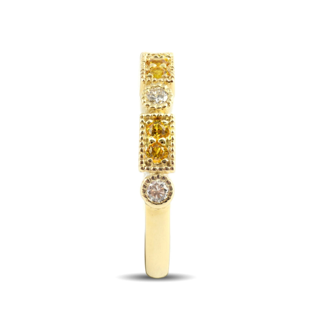 Natural Yellow Sapphires 0.20 carats set in 14K Yellow Gold Stackable Ring with 0.16 carats Diamonds 