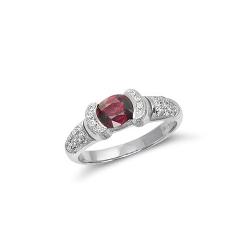 Natural Ruby 0.73 carats set in 18K White Gold Ring with Diamonds