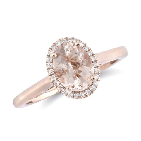 Natural Morganite 1.09 carats set in 14K Rose Gold Ring with 0.09 carats Diamonds 