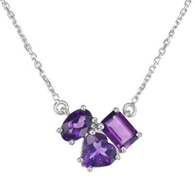 Natural Amethyst 1.42 carats set in 14K White Gold Pendant