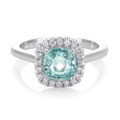 Natural Paraiba Tourmaline 1.90 carats set in 14K White Gold with 0.18 carats Diamonds with GIA Report
