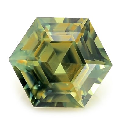 Natural Unheated Hexagonal Greenish Yellow Sapphire 3.77 carats with GIA Report
