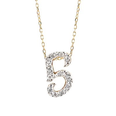 Initial "G" Pendant with Diamonds 0.14 carats, 14K White and Yellow Gold, 18" Chain