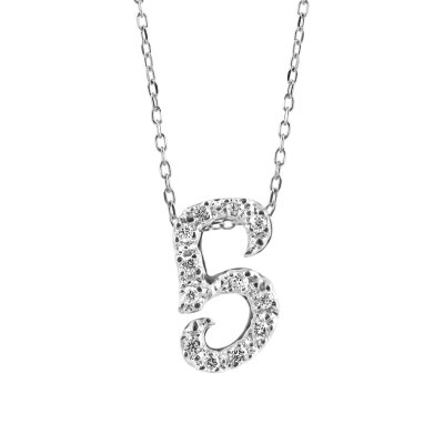 Initial "G" Pendant with Diamonds 0.14 carats, 14K White Gold, 18" Chain