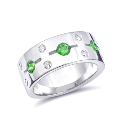 Natural Demantoid Garnet 0.54 carats set in 14K White Gold Ring with 0.23 carats Diamonds