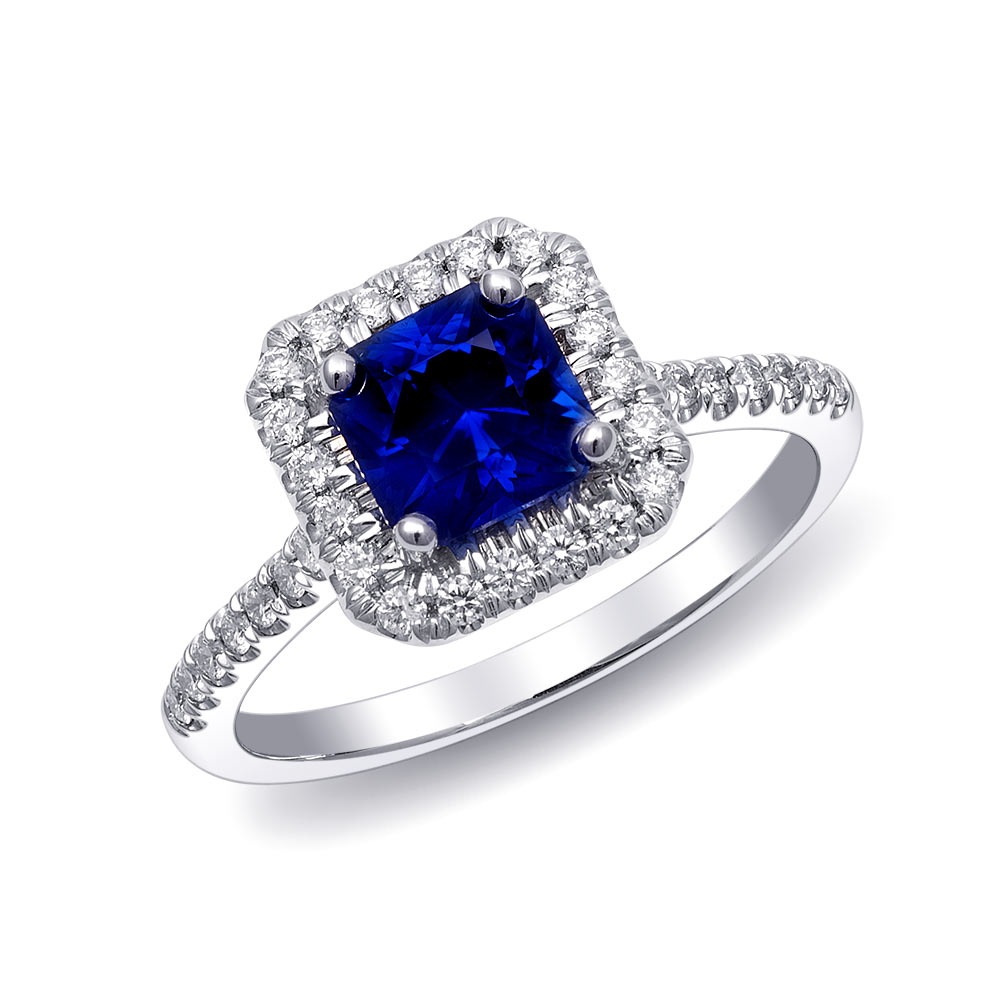 Natural Blue Sapphire 1.12 carats set in 14K White Gold Ring with ...