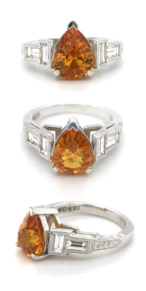 Orange Sapphire Ring 
